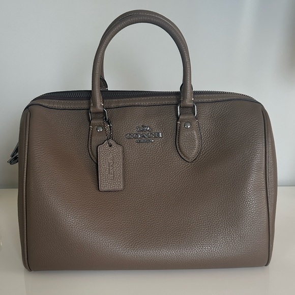 Coach Rowan Large Leather Satchel in Dark Stone CV960 - Picture 1 of 15